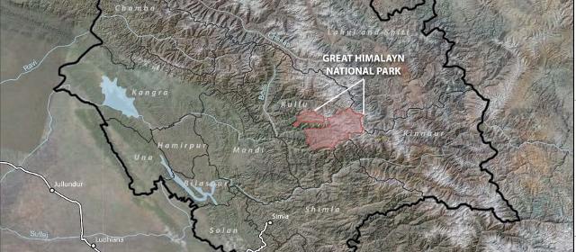 Location of GHNP in Himachal Pradesh