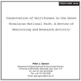 Research Galliform Conservation in GHNP by Garson